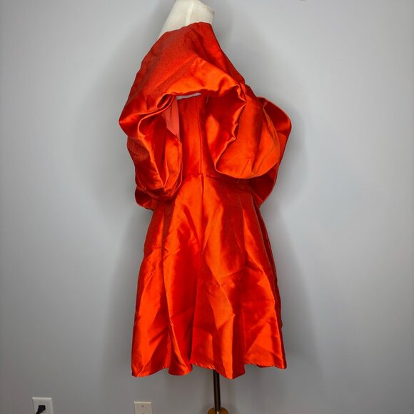 ASOS - Volume Sleeve Mini Dress with Full Skirt in Red - Picture 4 of 4